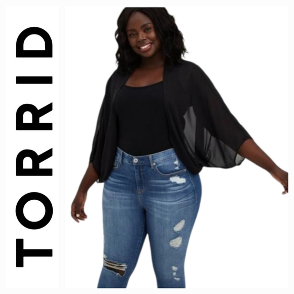 torrid Other - Torrid Chiffon Coverup Kimono Wide Sleeve Open Front Cardigan Blouse 1X-2X (1/2)